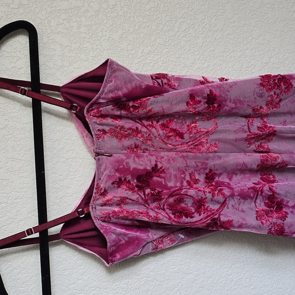 Vintage 90s Y2K Necessary Objects Pink & Purple Abstract Mesh Mini Dress (Size M - Picture 5 of 5